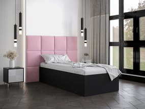 Jednolôžková posteľ s čalúneným čelom 90 cm Brittany 4 (čierna matná + ružová) (s roštom). Vlastná spoľahlivá doprava až k Vám domov. 1046012