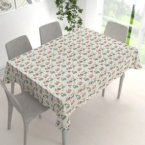 Biante Detský bavlnený obdĺžnikový obrus Sandra SA-657 Zeleno-hnedé dinosaury na bielom 50x100 cm