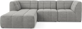 Sivá rohová pohovka z textílie buklé (ľavý roh/s leňoškou) Aloha – Makamii