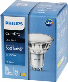 LED žiarovka Philips GU10 - 4,9 W - 550 Lm - studená biela - CorePro Premium