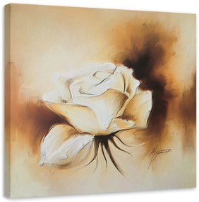 Gario Obraz na plátne Ako ručne maľovaná biela ruža Rozmery: 40 x 40 cm