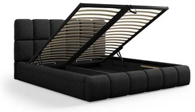 Čierna čalúnená dvojlôžková posteľ s úložným priestorom s roštom 180x200 cm Bellis – Micadoni Home