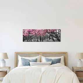 Obraz stromov Magnólie (s hodinami) (90x30 cm)