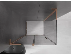 Mexen Velar L, sprchový kút s posuvnými dverami 90 x 75 cm, 8mm šedé sklo, medená matná, 871-090-075-43-65