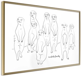 Artgeist Plagát - Meerkats Family [Poster] Veľkosť: 45x30, Verzia: Zlatý rám