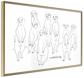 Artgeist Plagát - Meerkats Family [Poster] Veľkosť: 60x40, Verzia: Čierny rám s passe-partout