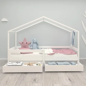 Biela domčeková detská posteľ 90x200 cm – Roba