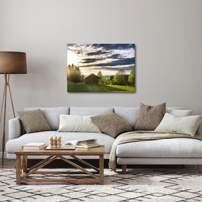 Obraz chaty na lúke (70x50 cm)