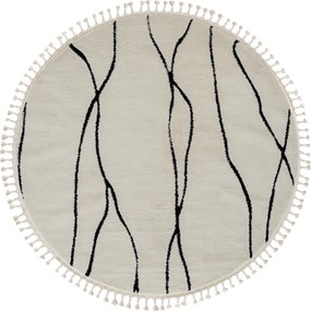My Flair, Kusový koberec Moroccan Serenity weiß kruh, 140x140 (priemer) kruh, čiernobiela, obývacia izba