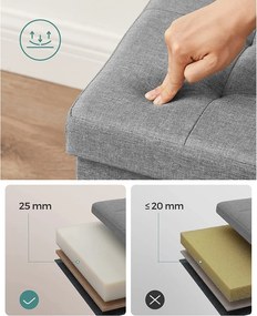 Taburetka 80 L, lavica s úložným priestorom, nosnosť 300 kg, svetlosivá