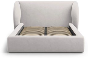 Čalúnená posteľ milany s úložným priestorom 200 x 200 cm zamat svetlosivá MUZZA