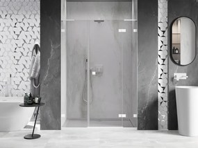 Mexen Lunar L, pravé otočné sprchové dvere 120 cm, 8mm číre sklo, biely profil, 834SL-120-050-20-00-P