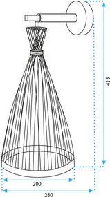 Toolight Boho, nástenné svietidlo 1xE27 APP1340-1W, čierna-hnedá, OSW-05777