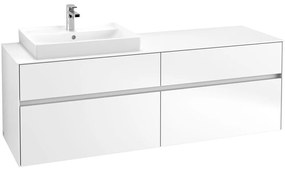 VILLEROY &amp; BOCH Collaro závesná skrinka pod umývadlo na dosku (umývadlo vľavo), 4 zásuvky, 1600 x 500 x 548 mm, White Matt, C02200MS