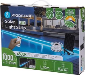 Aigostar - stmievateľný solárny LED pás/20W/3,2V 20 m 2700K IP65 + diaľkový ovládač