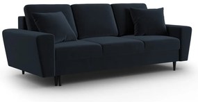 Tmavomodrá zamatová rozkladacia/s úložným priestorom pohovka 235 cm Kyoto – Cosmopolitan Design