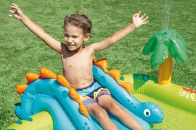 Nafukovacie detské ihrisko s dinosaurami - detský bazén so šmykľavkou a fontánou