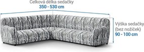Bielastické poťahy OCEANO NOVÉ šedo-modré rohová sedačka (š. 350 - 530 cm)