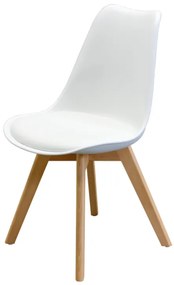 Jedálenská stolička QUATRO – plast, masív buk/plast, biela