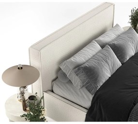 Krémová čalúnená dvojlôžková posteľ s úložným priestorom s roštom 160x200 cm Lounge L – Maison de Rêve