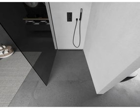 Mexen Kioto sprchová zástena 130x200 cm, 8mm sklo šedé, čierny profil, 800-130-101-70-40