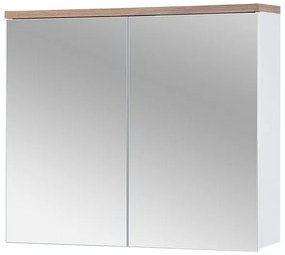 Koupelnová sestava Bali 80 cm se skříňkami, zápustným umyvadlem a zrcadlem bílá/dub wotan