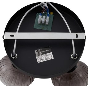 Moderné stropné bodové svietidlo čierne s okrúhlym dymovým sklom 3-svetlo - Teddy