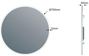 Sapho Sapho, VISO LED podsvietené guľaté zrkadlo, priemer 70cm, VS070