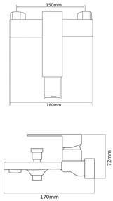 Gamma Cube, nástenná vaňová batéria, zlatá lesklá, GMA-BCEW-GD