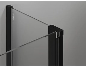 Mexen Mist L, päťuholníkový sprchový kút s krídlovými dverami, 100 x 80 cm, 8mm číre sklo, čierny profil, 8A8L-100-080-70-70-P