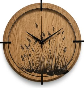 Drevené nástenné hodiny do obývačky prírodný dizajn | SENTOP HDF0587-OAK