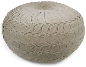 Béžový zamatový nariasený Puf Smock - Ø 50 * 30cm