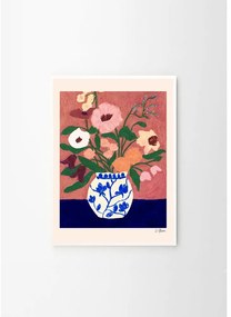 Plagát 30x40 cm Flowers on Blue Table – Carla Llanos – The Poster Club