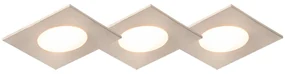 Sada 3 štvorcových oceľových zapustených reflektorov vrátane LED IP65 - Simply