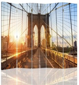 Ozdobný paraván Brooklynský most New York - 180x170 cm, päťdielny, obojstranný paraván 360°