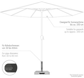 Doppler TROLLEY 50 kg - žulový pojazdný stojan pre slnečníky, žula