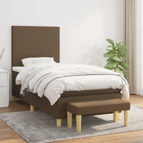Boxspring posteľ s matracom tmavohnedá 100x200 cm látka 3136976