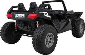 Ramiz Clash batériový kočík pre 2 deti čierny + diaľkové ovládanie + pohon 4x4 + nastavenie sedadla + rádio MP3 + LED
