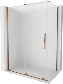 Mexen Velar, sprchový kút s posuvnými dverami 150 x 85 cm, 8mm sklo námraza, ružové zlato, 871-150-085-31-55