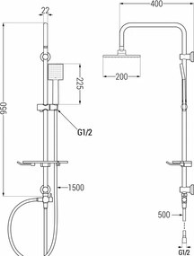 Mexen sprchový set T45 s hornou hlavicou štvorcovou, chrómová, 798454593-00