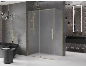 Mexen Velar, sprchový kút s posuvnými dverami 130 x 70 cm, 8mm sklo námraza, zlatá lesklá, 871-130-070-31-50