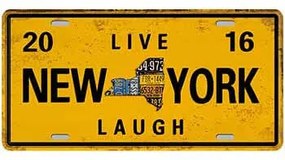 Ceduľa značka Live New York Laugh