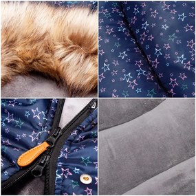 Spací vak s kožušinou na sánky SPRINGOS SB0043 - modrý