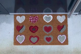 Rohožka z kokosových vlákien so srdiečkami Hearts All - 75 * 45 * 2cm