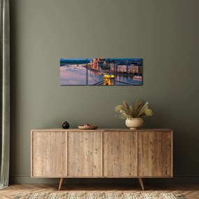 Obraz - Panorama mesta, Budapešť, Maďarsko (s hodinami) (90x30 cm)