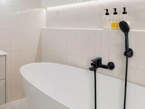 Erga Korfu, nástenná vaňová batéria s ručnou sprchovou súpravou, čierna matná, ERG-YKA-BW.KORFU-BLK