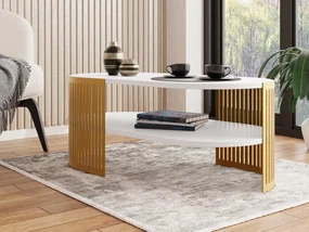 Konferenčný stolík Zinzit Gold II, Farba: zlatá / arktická biela