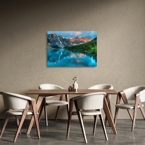Sklenený obraz tyrkysového jazera (70x50 cm)