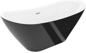 Mexen Lotos, voľne stojaca vaňa 150 x 75 cm, biela/čierna, prepad brúsený nikel, 52051507775-97