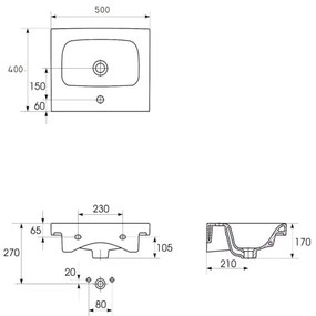 Cersanit K116-009 - Zapustené umývadlo MODUO 40x50 cm keramika/lesklá biela